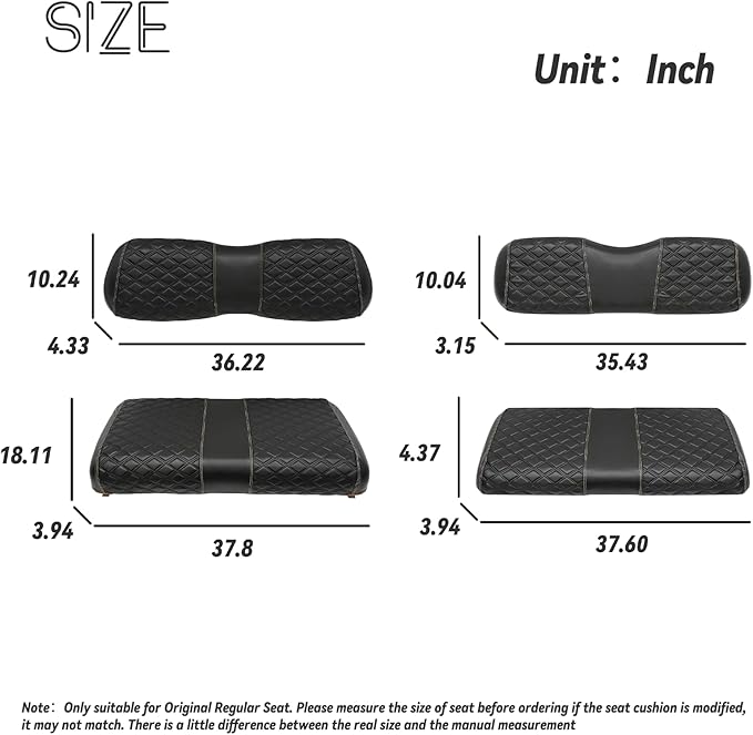 Golf Cart Seat Covers Front and Rear Waterproof and Sun Resistant Marine Grade Vinyl Leather Seat Cover Accessories for Club Car DS 2000.5-up, Black(4PCS)