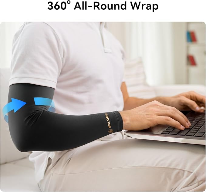 [360° Full Compression] Copper Arm Sleeves for Men & Women, [Ultra Breathable] Arm Brace for Forearm, Bicep, Triceps, Tennis Elbow, Basketball, Golf, Arthritis, Tendonitis, Bursitis