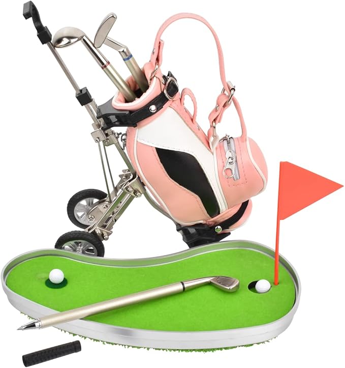 Dual-Purpose Creative Golf Pen Holder With 3 Club Pens - Office Desk Decoration, Souvenir Birthday Gift for Golfer Fans, Women and Men