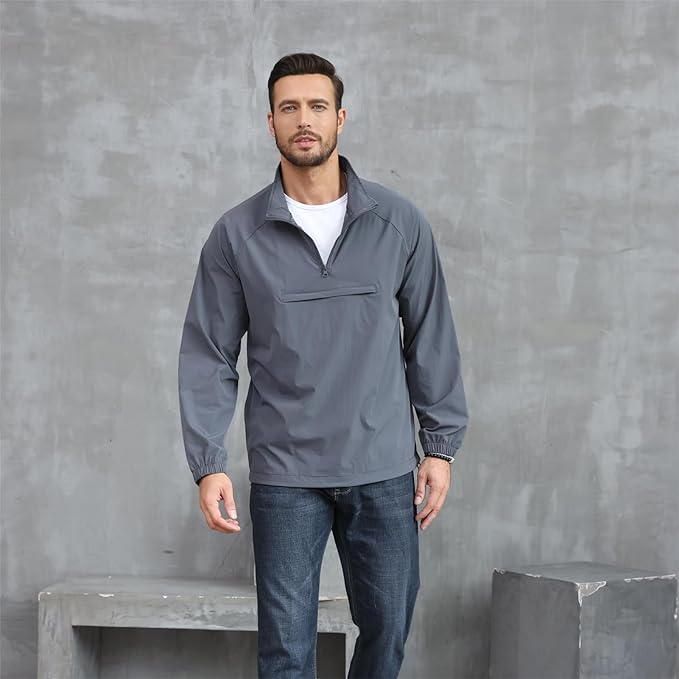 Opomelo Men's Athletic Quarter Zip Pullover Golf Hiking Running Lightweight Jacket Workout Sweatshirt With Pocket