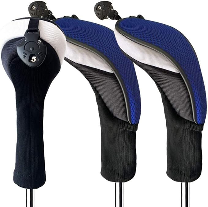Golf Club Head Covers for Woods and Driver Hybrids Fairway Value Pack Protective Clubs Headcovers with Interchangeable No.Tags 1 3 5