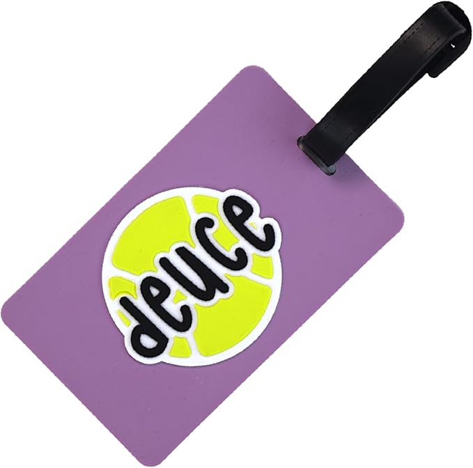 Tennis Bag Tag – Deuce Design, Durable Silicone Luggage Tag, Waterproof & Flexible, Secure Strap for Easy Bag Identification, Ideal Tennis Gift & Tournament Prize