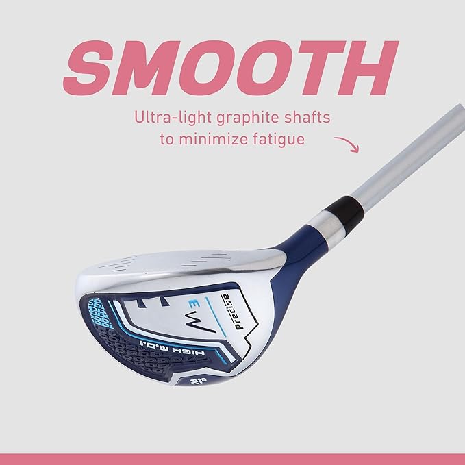 Precise M3 Complete Womens Golf Clubs Set, Includes Driver, Fairway, Hybrid, 7-PW Irons, Wedge, Putter, Stand Bag, 3 H/C's Blue, Golf Clubs Women Right Handed, Regular or Petite Size