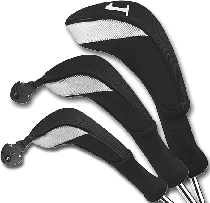Golf Club Head Covers for Woods and Driver Hybrids Fairway Value Pack Protective Clubs Headcovers with Interchangeable No.Tags 1 3 5