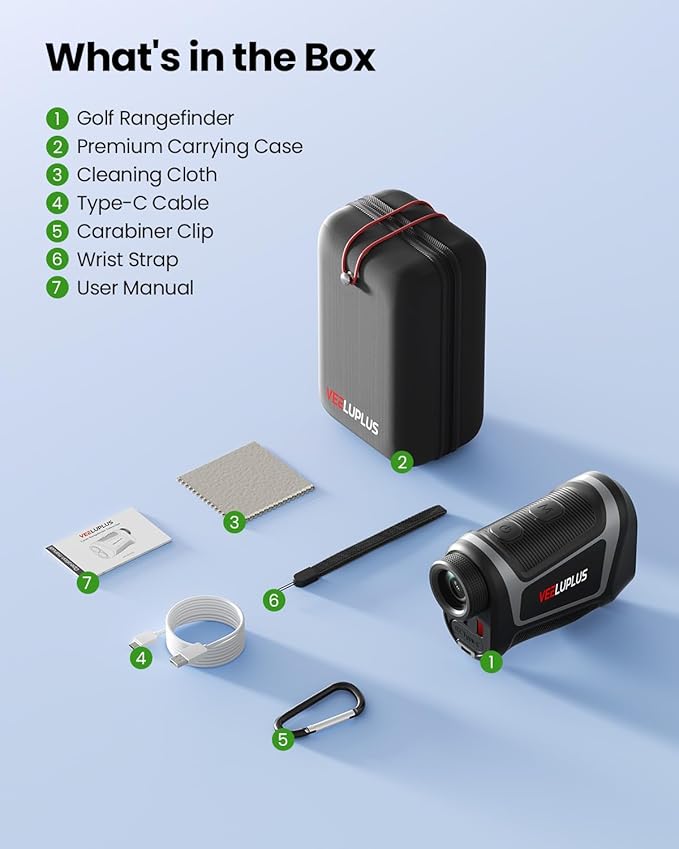 Golf Rangefinder with Slope, Golf- 660 Pro Rangefinder, Flag Pole Locking Vibration, 6X Magnification, Rechargeable, Golf Accessories Magnet Mount Rangefinders with LCD Clarity View