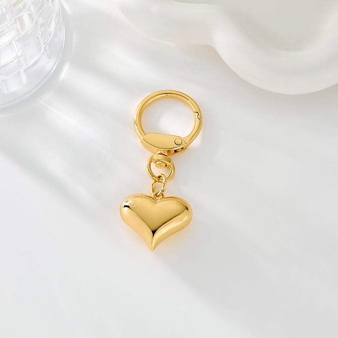 Gold Charm Heart Keychain for Women Bagchain Gold Fashion Keychains Accessories