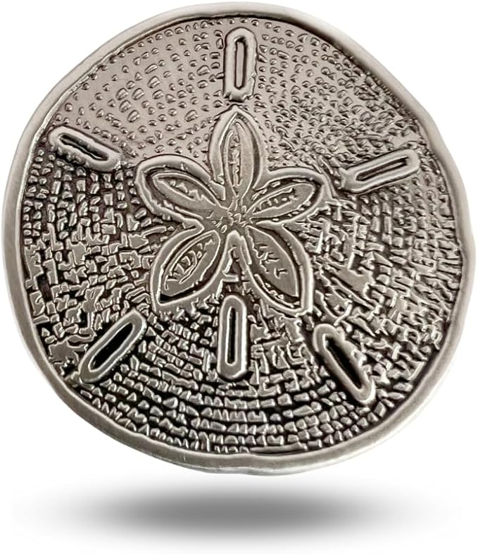 Full Metal Markers Sand Dollar Magnetic Metal Golf Ball Marker with Hat Clip for Men and Women - Unique Marker for Putting Green - Golf Accessories