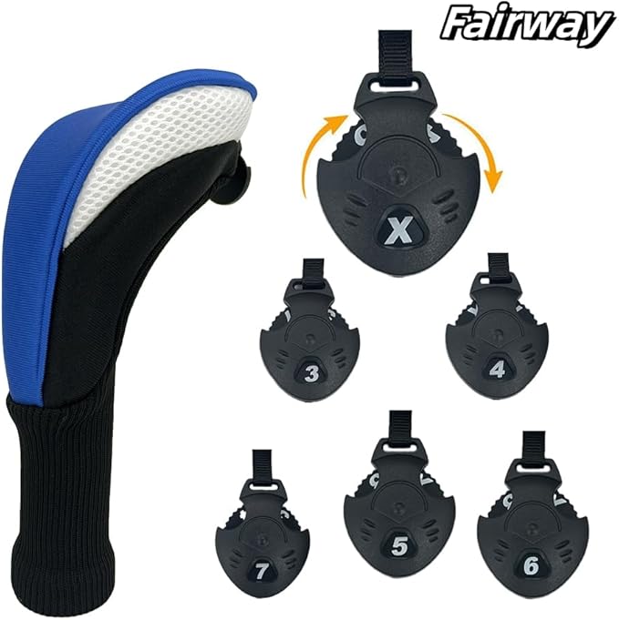 Golf Head Covers for Fairway Woods Driver Hybrids 5 Pieces Nylon Mesh Sports Fan Golf Club Headcovers-Golf Accessories for Men Women.