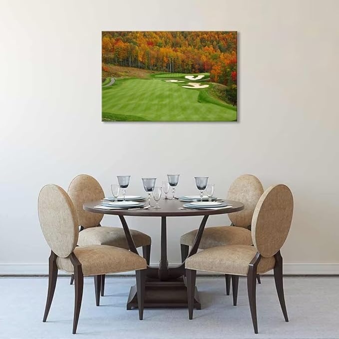 Sequoyah North Carolina Mountains Golf Course Wall Art for Living Room Bedroom Bathroom Home Decorations North Carolina Golf Course Picture Poster Canvas Prints Framed Ready to Hang(12''H x 16''W)