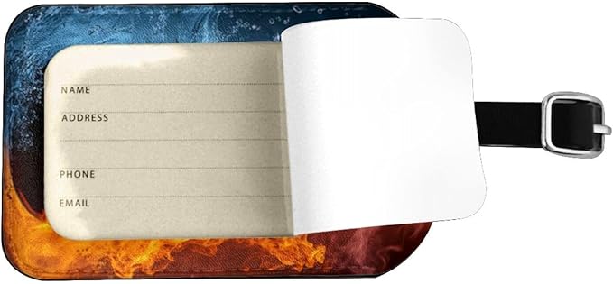 Guitar Fire and Water Luggage Tag for Suitcases,Rock Music Cool Musical Instrument PU Leather Baggage Tags Bag Tags Travel Id Label for Luggage Women Men -1 Piece