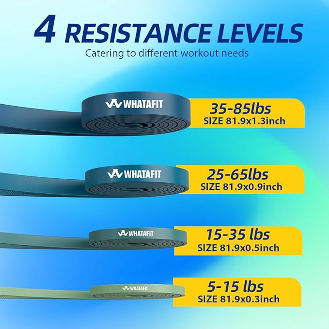 WHATAFIT Resistance Bands,Pull Up Assist Bands Set with Handles, Exercise & Workout Bands with Door Anchor for Men & Women – Home Fitness Equipment for Strength Training, Stretching
