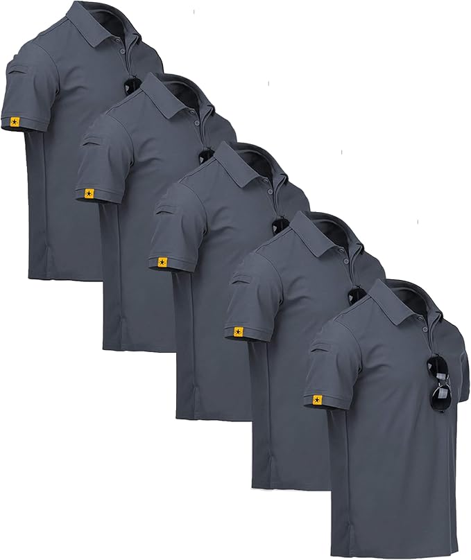 ZITY 5 Pack Mens Polo Shirt Short Sleeve Sports Golf Tennis T-Shirt Moisture-Wicking Summer Shirts