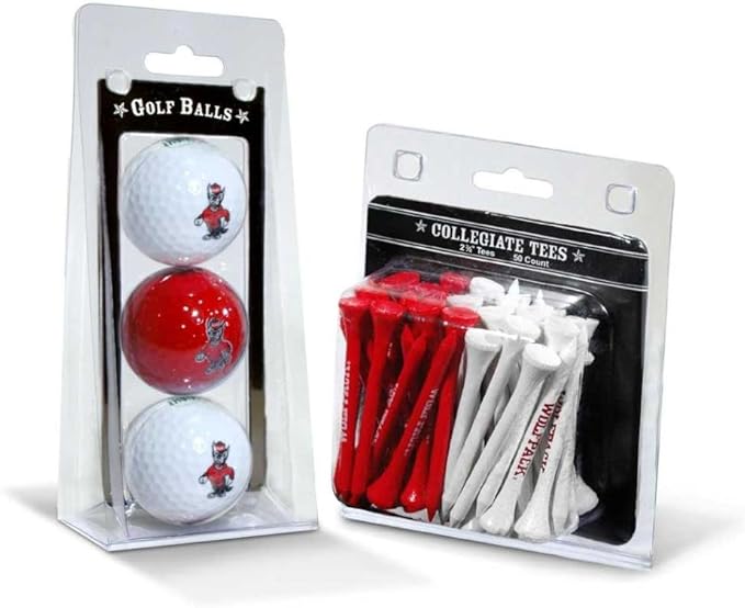 Team Golf NCAA Logo Imprinted Golf Balls (3 Count) & 2-3/4" Regulation Golf Tees (50 Count), Multi Colored