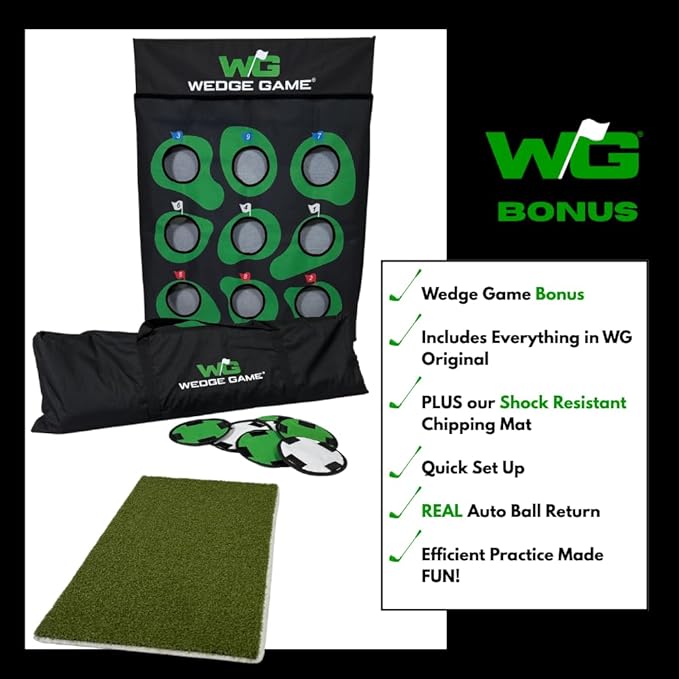 Large Premium Golf Short Game Practice Indoor/Outdoor Chipping and Pitching Net with True Auto Ball Return, 9 Holes of Golf, Tic-Tac-Toe and More!