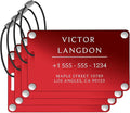 Luggage Tags for Suitcases 4 Pack: Personalized Luggage Tags for Backpacks & Bags Tags with Coustomizable Texts (Red)