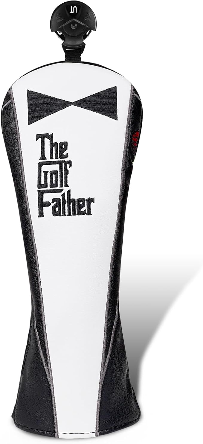 The Golf Father Golf Club Covers, Driver Fairway Hybrid Headcover, Funny Putter Cover Magnetic, Black & White Color Iron Covers,Golf Gifts for Men
