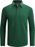 Alex Vando Mens Golf Shirt Moisture Wicking Quick-Dry Solid Long Sleeve Polo Shirts for Men