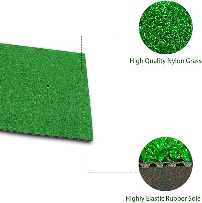 Golf Hitting Mat -32 x 20 inch Artificial Turf, SBR Foam Bottom with Rubber Tee for Swing Practice, which is an Indoor-Outdoor Chipping mat