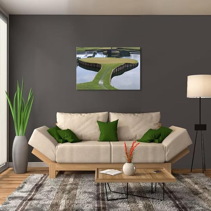 TPC Sawgrass Golf Course Wall Art for Living Room Bedroom Bathroom Home Decorations Golf Posters Canvas Prints Golf Pictures Framed Artwork Ready to Hang(12''H x 16''W)