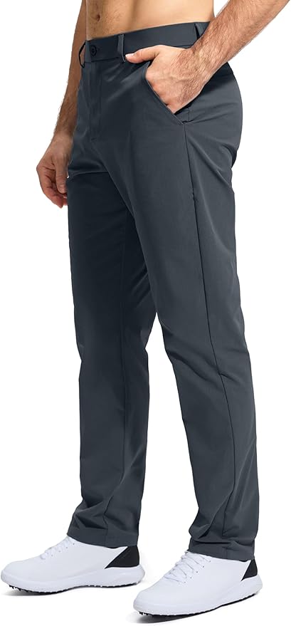 Pudolla Men's Golf Pants Stretch Work Dress Comfy Pants 30"/32"/34" Lightweight Quick Dry Casual Slacks Trousers with Pockets