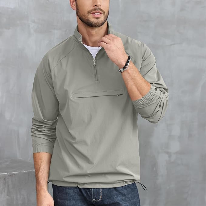 Opomelo Men's Athletic Quarter Zip Pullover Golf Hiking Running Lightweight Jacket Workout Sweatshirt With Pocket