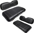 Golf Cart Seat Covers fits Club Car Precedent/DS/EZGO RXV/TXT/Yamaha Front Rear Seat Cushion，Black Leather Custom Stripe Soft Comfortable/Anti-Scratch/Easy to Clean