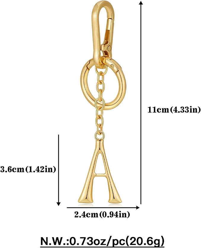 Gold Initial Keychain For Women Cute Bubble Letter Keychains Initial Bag Charm Personalized Keychain Accessories Gift