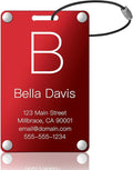 Personalized Luggage Tags: Custom Metal Luggage Tags for Suitcases, Backpacks and Bags with Your Personalized Text (Red)