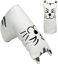 Golf Kitty Head Cover Golf Club White Leather Headcovers 1pc/4pcs Set Fits Driver Fairway Wood Hybrid Utility Putter Iron Wedge Headcover.