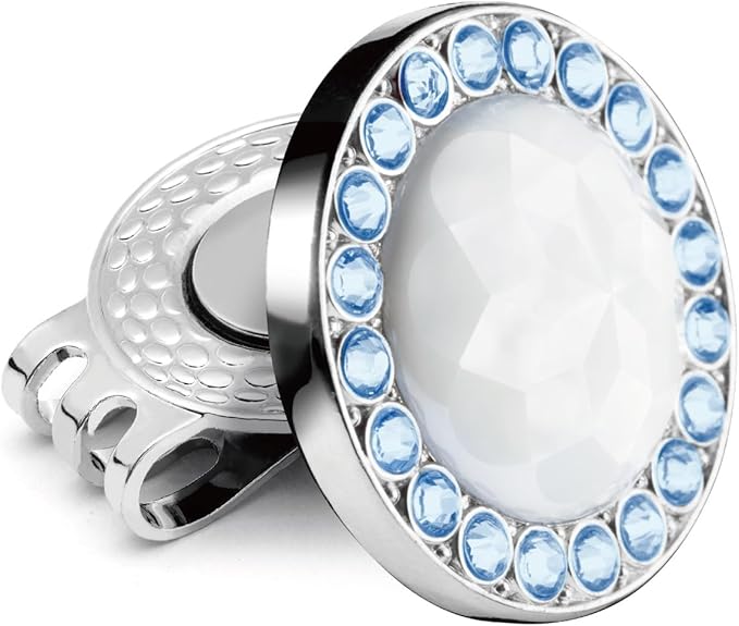 Golf Ball Marker Hat Clip with Ceramic Crystal Ball Marker (20mm Small Size) Gifts Accessories for Golfers
