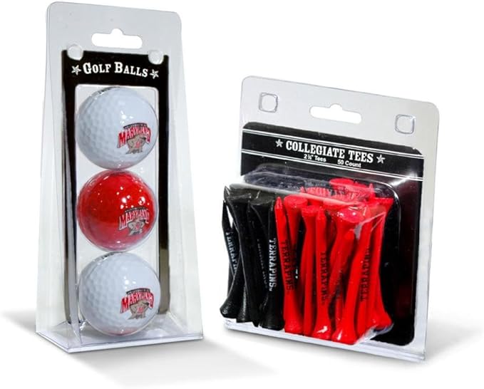 Team Golf NCAA Logo Imprinted Golf Balls (3 Count) & 2-3/4" Regulation Golf Tees (50 Count), Multi Colored