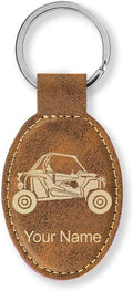 LaserGram Oval Keychain, Off Road Racer, Personalized Engraving Included (Rustic with Gold)