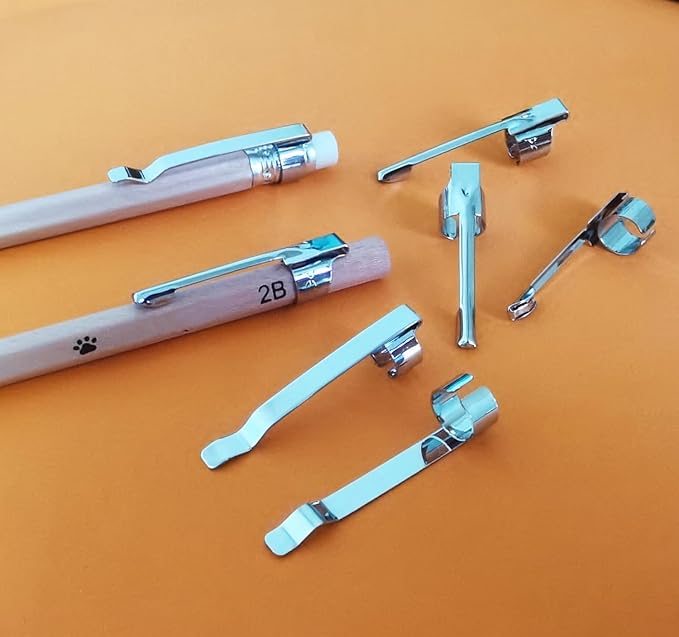 Adhere Pencil Clips, Silver Metal Clips Sliding Epoxy Pen Golf Pencil, Pocket,Shirt, Study Holder Portable Hanging 2 Style(20pcs)