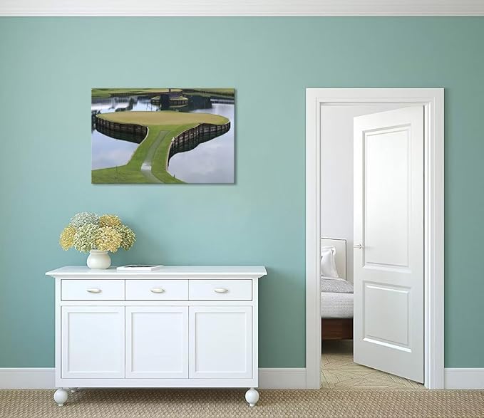 TPC Sawgrass Golf Course Wall Art for Living Room Bedroom Bathroom Home Decorations Golf Posters Canvas Prints Golf Pictures Framed Artwork Ready to Hang(12''H x 16''W)