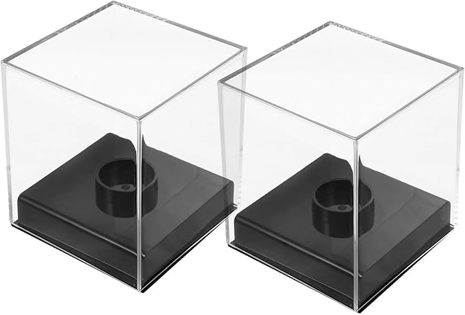 2pcs Baseball Autograph Box: Transparent Acrylic Ball Display Stand for Sports - Memorabilia Holder Cube - Clear Cube Protector for Golf Tennis Autographed Balls