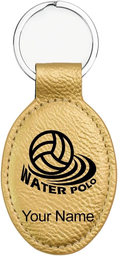 LaserGram Oval Keychain, Water Polo, Personalized Engraving Included