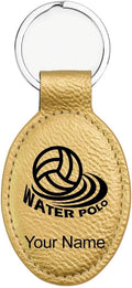 LaserGram Oval Keychain, Water Polo, Personalized Engraving Included