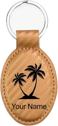 LaserGram Oval Keychain, Palm Trees, Personalized Engraving Included (Carbon Fiber Bronze)