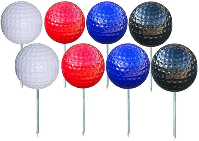 Sandbaggy Plastic Tee Markers for Golf Course (UV Resistant) - Steel Spike - Safety Caps Included