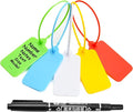 50 Blank Plastic Tags for Labeling Waterproof Hanging Labels Writable Tags Seal Plastic Marking Label for Clothes Bags Keys Inventory with One Marker Pen (Mixed 5 Color)