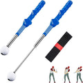 welspo Retractable Golf Swing Trainer Aid with Arm Band, Rhythm Click Sound, Warm-Up and Grip Trainer, Right-Handed Golf Club for Improve Chipping and Hitting Strength