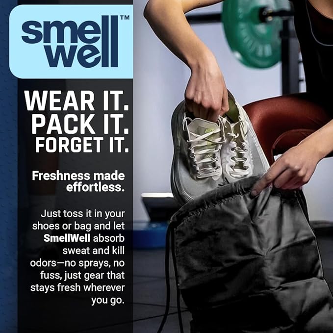 SmellWell Freshener Bag XL – Black | Shoe Bags for Travel, Golf Shoe Bag & Cleat Bag with Activated Bamboo Charcoal | Odor Eliminating & Moisture Absorbing Shoebag