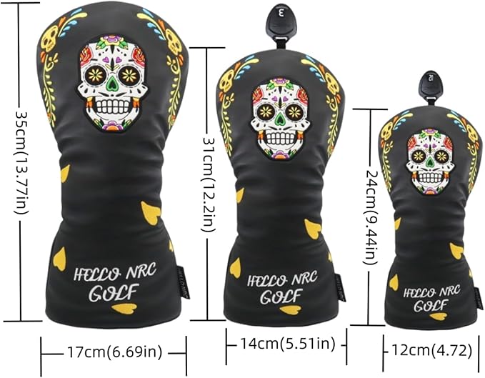 Golf Club Covers Set for Driver, Fairway, Hybrids, 3pcs Golf Headcovers Include Driver Headcover Fairway Wood Head Covers Hybrid Headcover, Premium PU Leather Golf Accessories Cover Set for Men