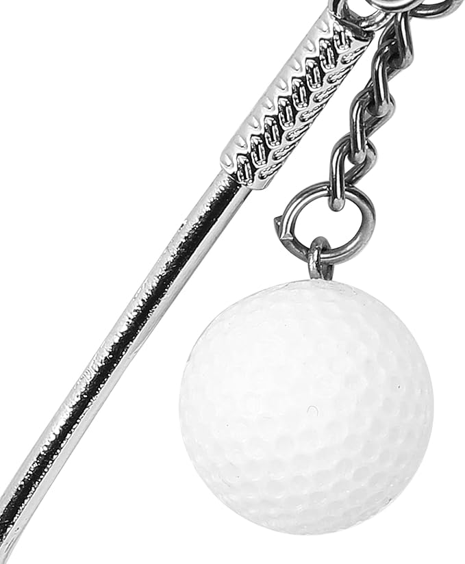 6PCS Golf Club Ball Keychain, Alloy Mini Golf Ball Key Ring Sports Clubs Backpacks Handbags Pendant for Men Women Sports Lovers
