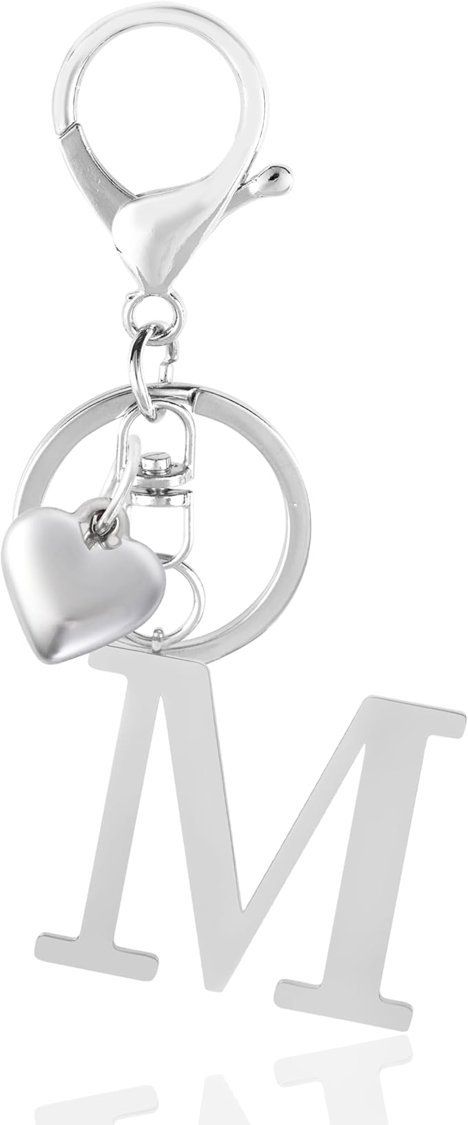 Metal Heart Alphabet Keychain for Women, Girls - Cute Initial Letter Accessories for Purse, Bag Charms and Backpack