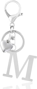 Metal Heart Alphabet Keychain for Women, Girls - Cute Initial Letter Accessories for Purse, Bag Charms and Backpack