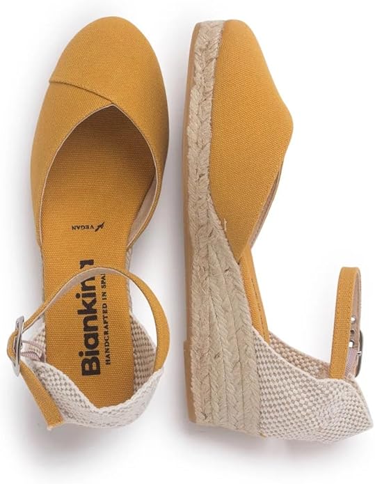 Girona Authentic Spanish Espadrille Wedge Sandals for Women - Sustainable, Eco Friendly, Vegan Shoes. Classic Style, Organic Cotton Canvas Upper, Comfy Insole, Jute Midsole, Rubber Sole. Made in Spain
