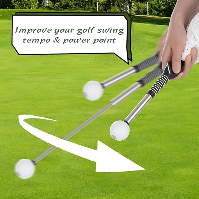Retractable Golf Swing Trainer Right-Handed Click Stick Golf Grip Portable Grip Trainer with Click Feedback for Right Trainer Ideal for Beginners, Indoor & Outdoor Practice