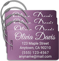 Personalized Luggage Tags for Suitcases 4 Pack – Custom Metal Name Tag for Travel, Golf Bag, and Baggage – Durable Aluminum Luggage Name Tags (Light Purple, Horizontal)