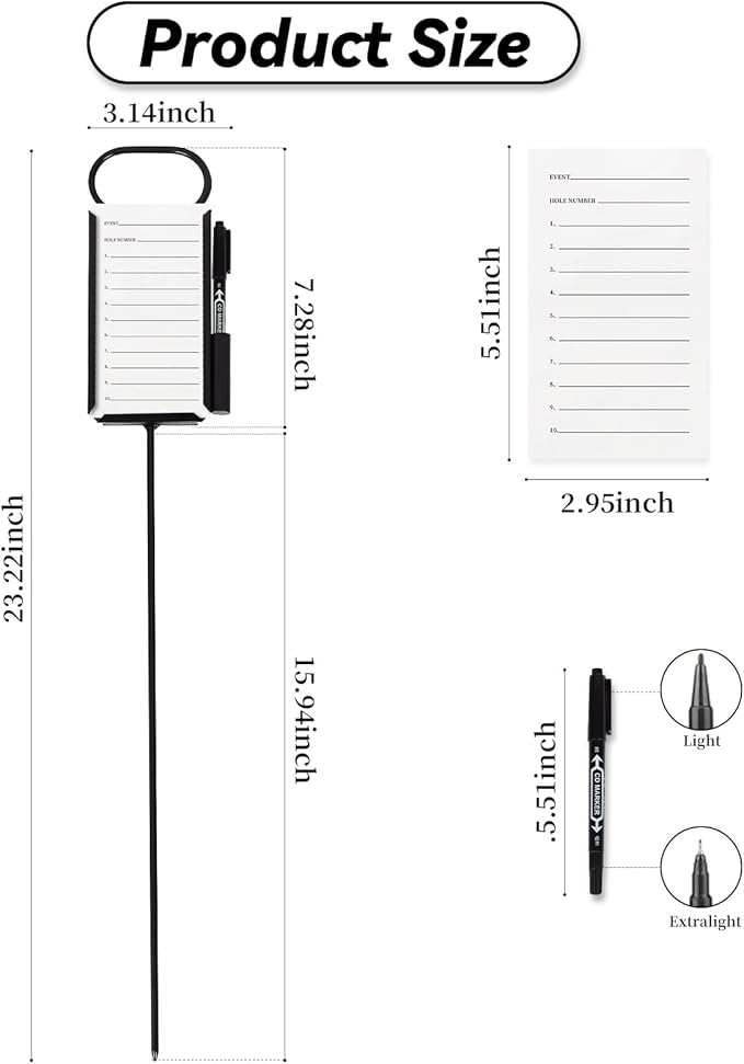 4 Pcs Closest to The Pin Marker - Golf Metal Proximity Marker with 50 Sheets Cards and 4 Pens, Stainless Steel Golf Marker Golf Signs for Long Drive Putting Competition Size S
